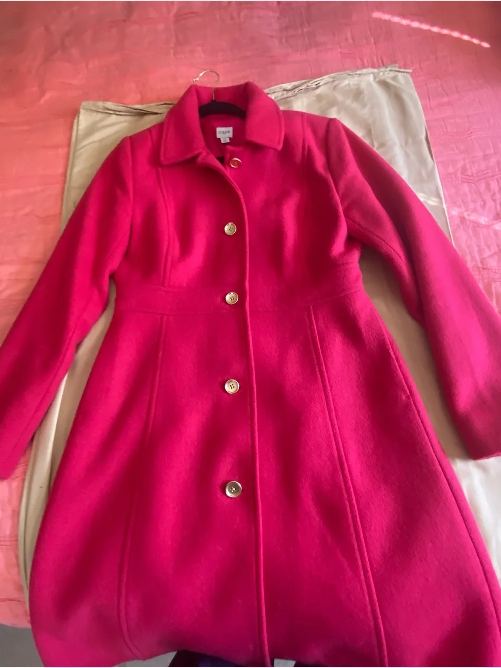J. Crew Tailored Wool Knee Length Coat in Red
